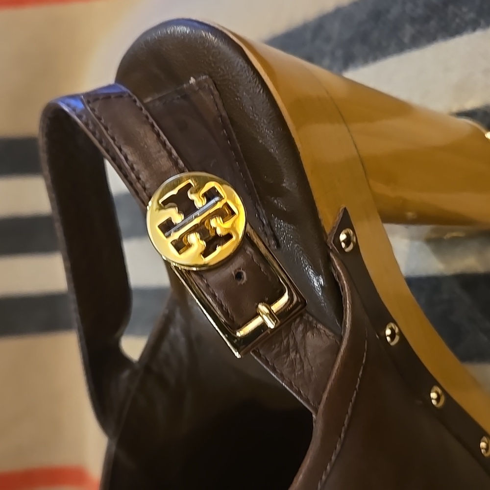 Tory Burch Brown Leather Clogs Sz 10 - Picture 4 of 9